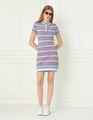 BORA AKSU Blue, red, white soft knit dress