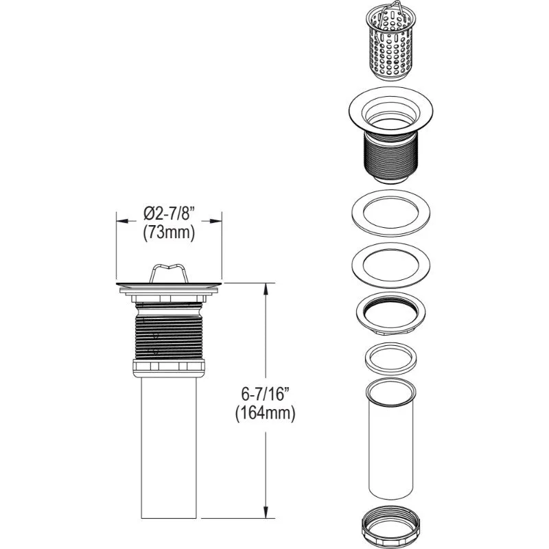 Drain Tailpiece in Nickel (2.88" x 2.88" x 6.44")