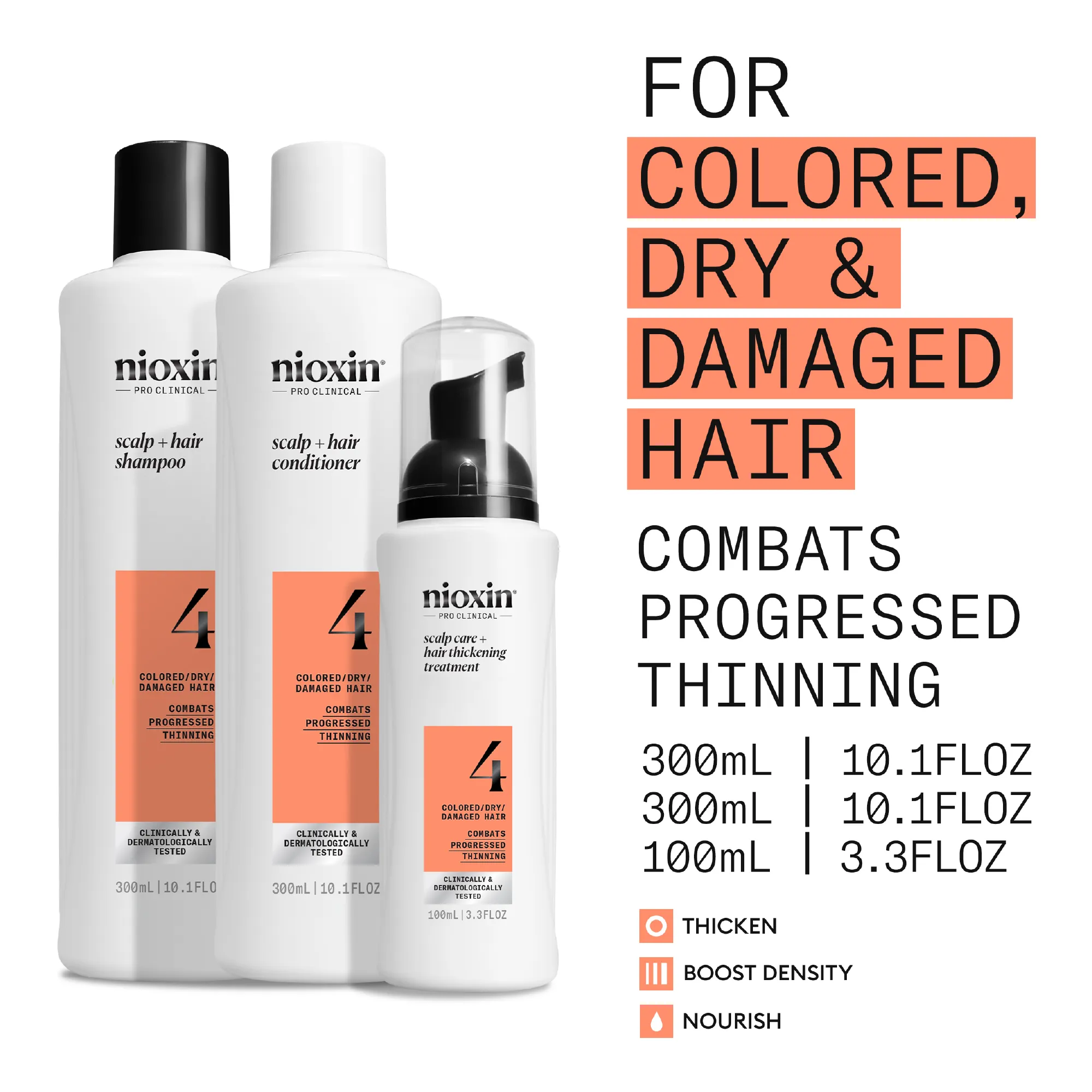Nioxin Scalp   Hair Thickening System 4 Full Size Kit for Damaged Hair with Progressed Thinning