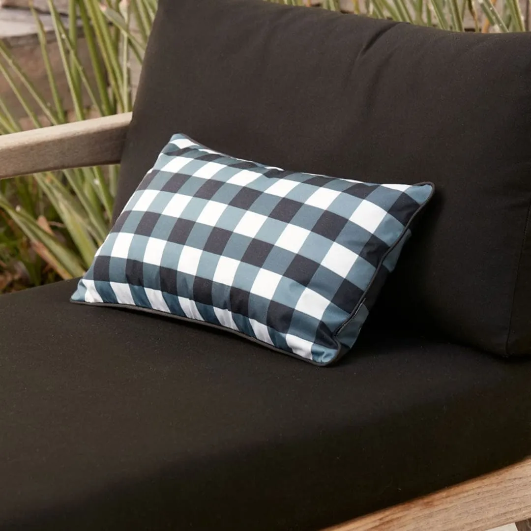 Outdoor Cushion - Gingham Black 50x30cm