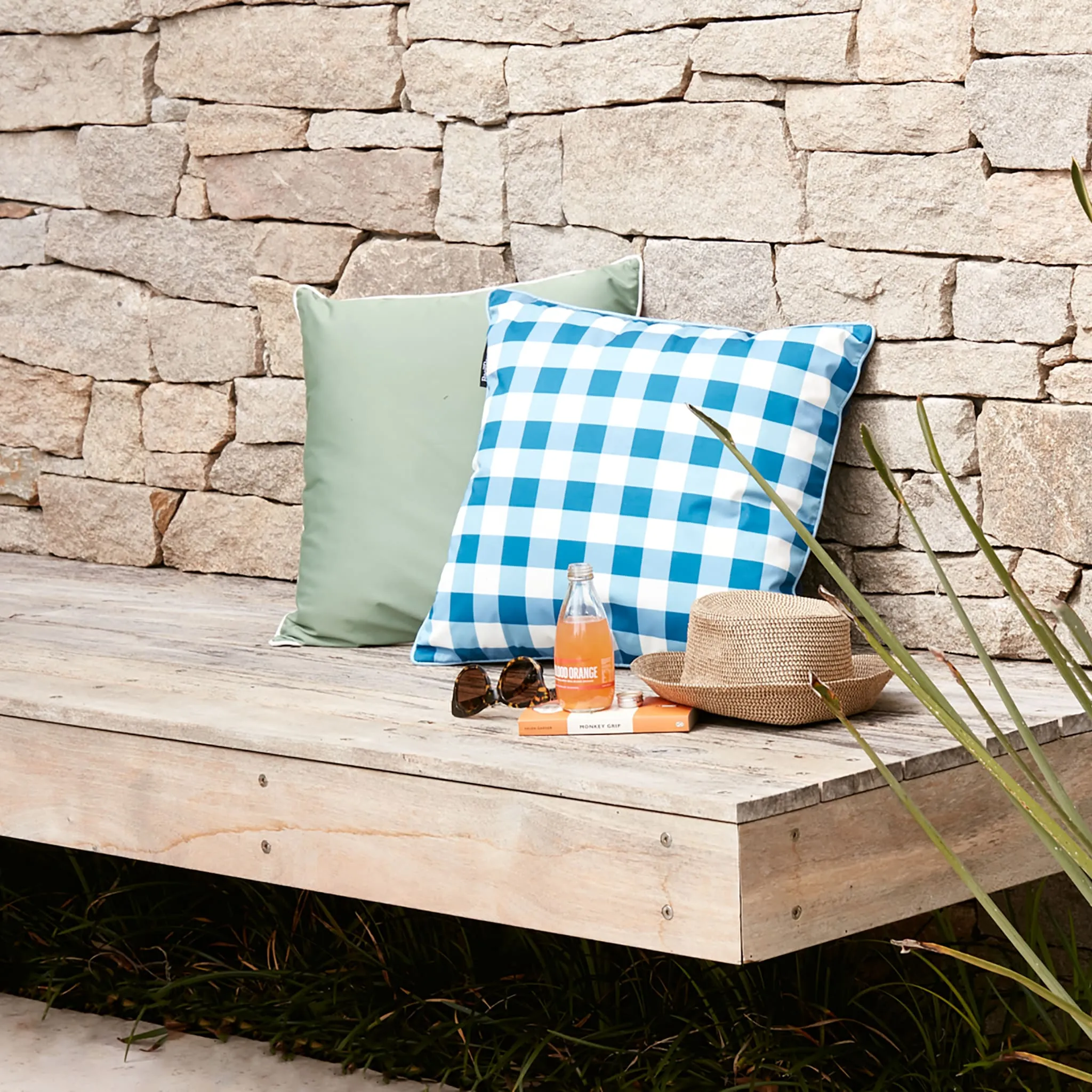 Outdoor Cushion - Gingham Mineral 50x50cm